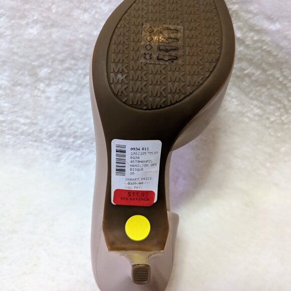 Michael Kors - Hamilton Open Toe Tan Nude Leather Heels - Size 10M - Picture 5 of 5